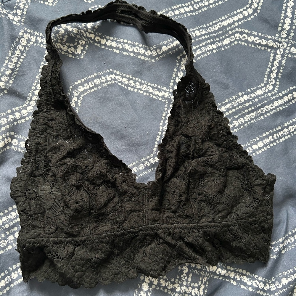 Aerie Black Lace Halter Bralette